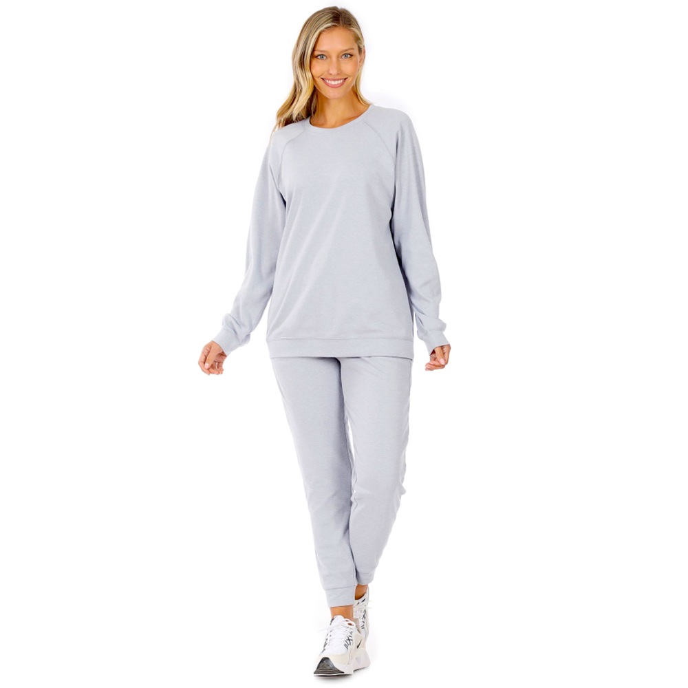 Raglan Top and Jogger Set in Heather Grey